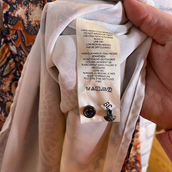 Anthropologie Pilcro Tavi Orange Floral Print Button Front Blouse NWT Plus Sz 1X - Picture 8 of 10